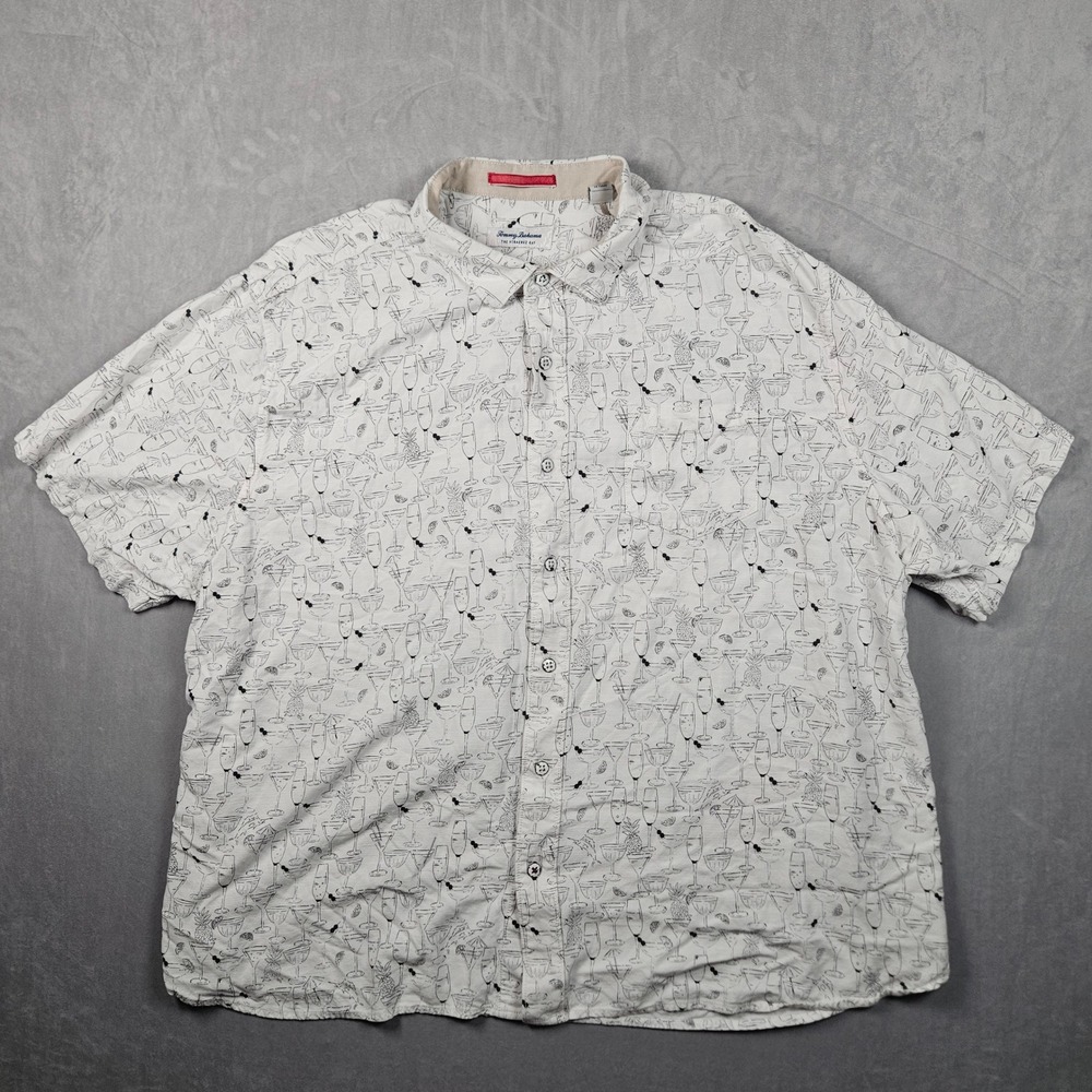 Tommy Bahama Button Up Shirt‎ Mens 3XLB White Cocktail Print The Veracruz Cay - Picture 2 of 10